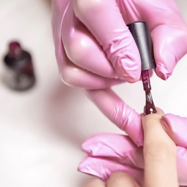 Glossy nude gel nails